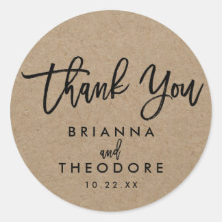 Chic Hand Lettered Rustic Thank You Favour Label