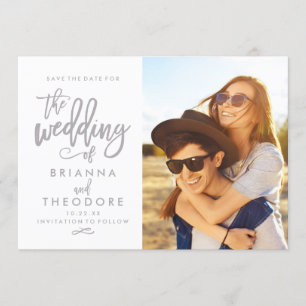 Chic Hand Lettered Save The Date Photo