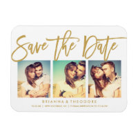 Chic Hand Lettered Save The Date Photo Collage