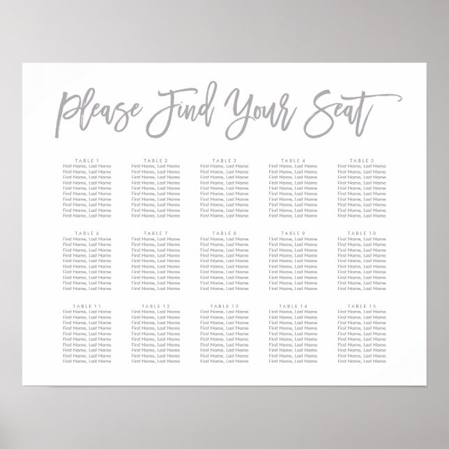 Chic Hand Lettered Seating Chart (Front)