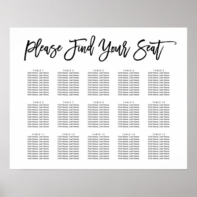 Chic Hand Lettered Seating Chart (Front)