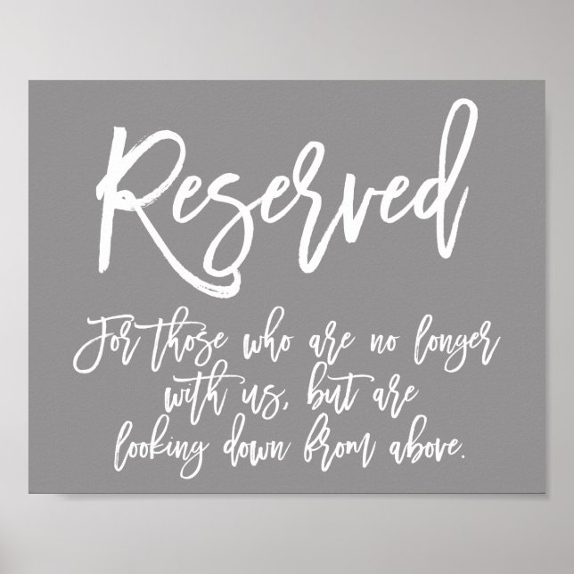 Chic Hand Lettered Sign | Reserved Memorial (Front)