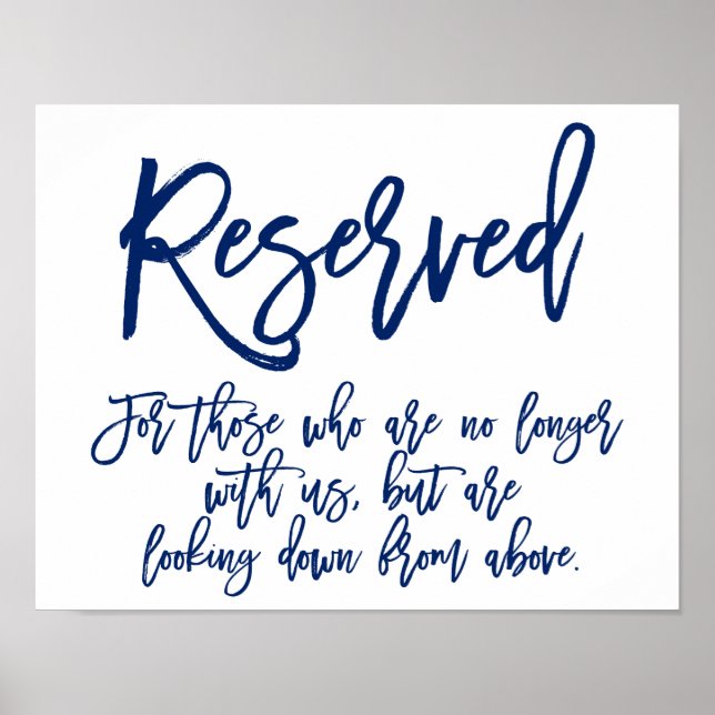 Chic Hand Lettered Sign | Reserved Memorial (Front)