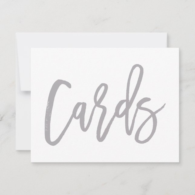 Chic Hand Lettered Silver Wedding Cards Sign (Front)