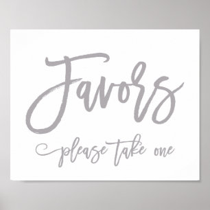 Chic Hand Lettered Silver Wedding Favours Sign