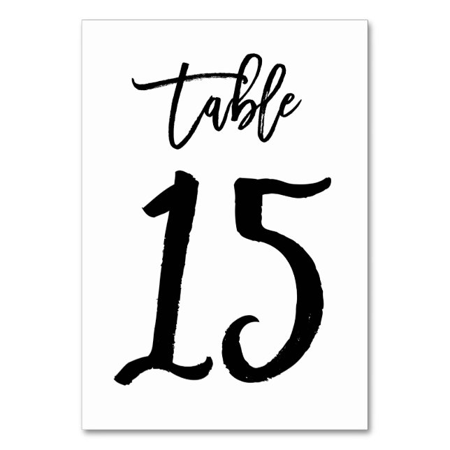 Chic Hand Lettered Table Number Card | Table 15 (Front)