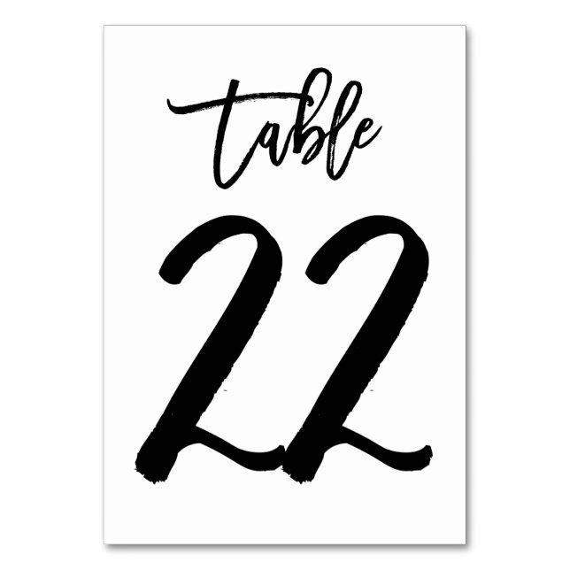 Chic Hand Lettered Table Number Card | Table 22 (Front)