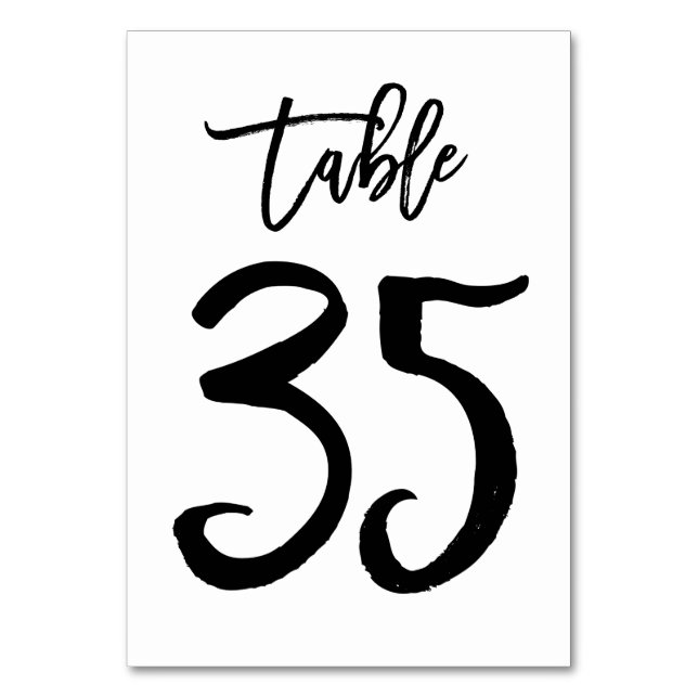 Chic Hand Lettered Table Number Card | Table 35 (Front)