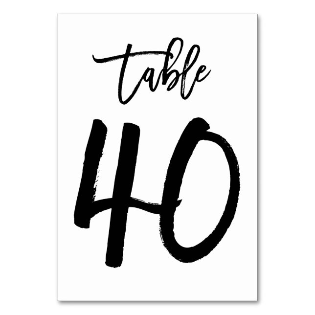 Chic Hand Lettered Table Number Card | Table 40 (Front)