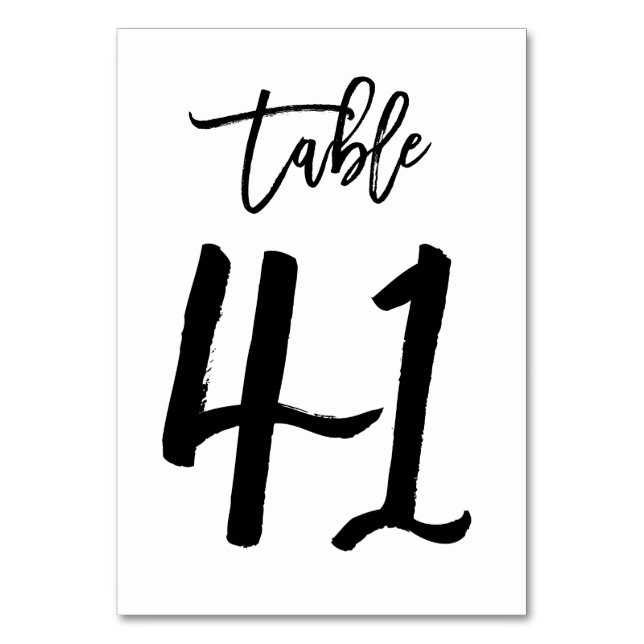 Chic Hand Lettered Table Number Card | Table 41 (Front)