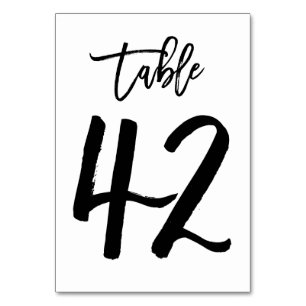 Chic Hand Lettered Table Number Card   Table 42