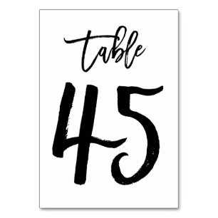 Chic Hand Lettered Table Number Card   Table 45