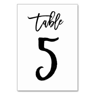 Chic Hand Lettered Table Number Card   Table 5