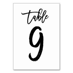 Chic Hand Lettered Table Number Card   Table 9