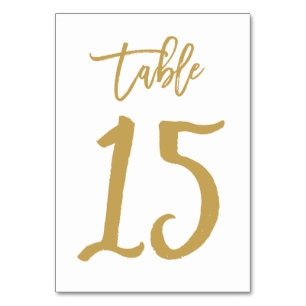 Chic Hand Lettered Table Number Gold Table 15