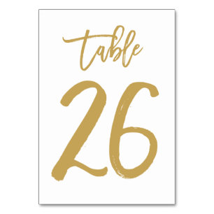 Chic Hand Lettered Table Number Gold   Table 26