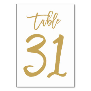 Chic Hand Lettered Table Number Gold   Table 31