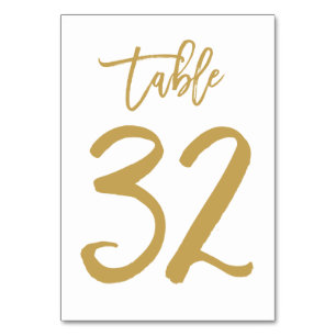 Chic Hand Lettered Table Number Gold   Table 32