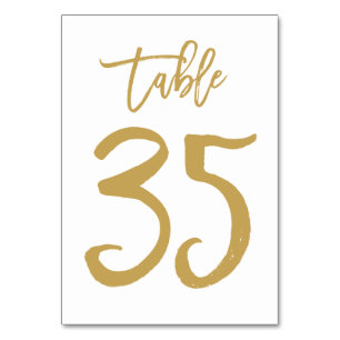 Chic Hand Lettered Table Number Gold   Table 35