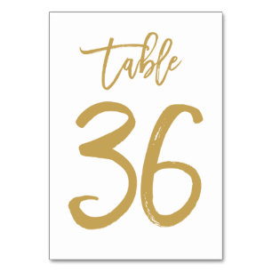 Chic Hand Lettered Table Number Gold   Table 36
