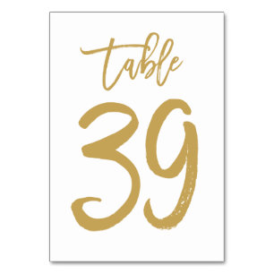 Chic Hand Lettered Table Number Gold   Table 39