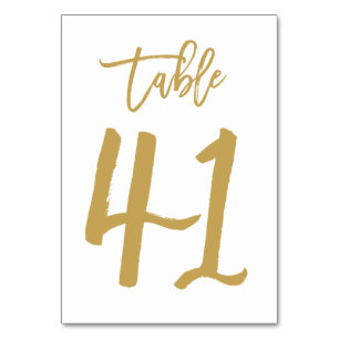 Chic Hand Lettered Table Number Gold   Table 41