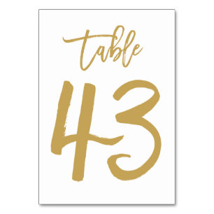 Chic Hand Lettered Table Number Gold   Table 43