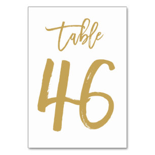 Chic Hand Lettered Table Number Gold   Table 46