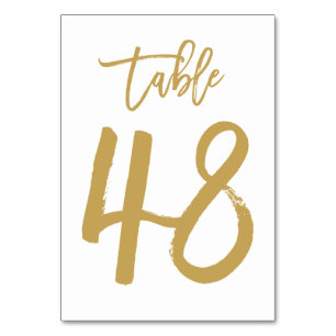 Chic Hand Lettered Table Number Gold   Table 48