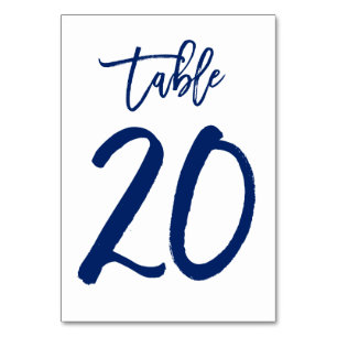 Chic Hand Lettered Table Number Navy   Table 20