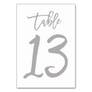 Chic Hand Lettered Table Number Silver   Table 13