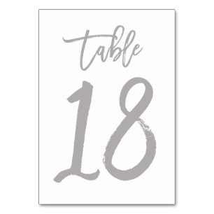 Chic Hand Lettered Table Number Silver   Table 18
