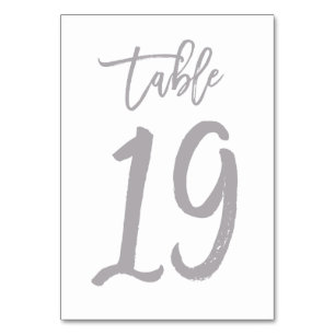 Chic Hand Lettered Table Number Silver Table 19