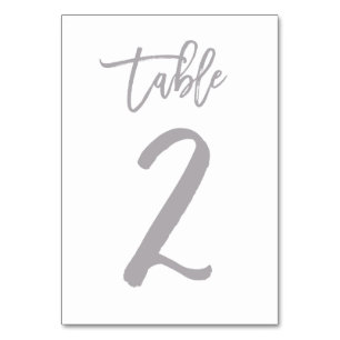 Chic Hand Lettered Table Number Silver   Table 2