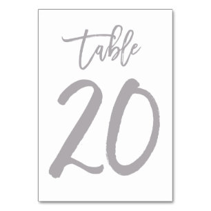 Chic Hand Lettered Table Number Silver   Table 20