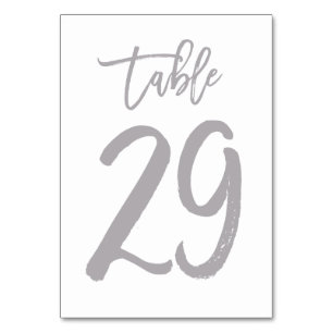 Chic Hand Lettered Table Number Silver Table 29