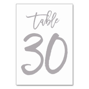 Chic Hand Lettered Table Number Silver   Table 30