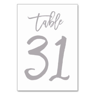 Chic Hand Lettered Table Number Silver Table 31