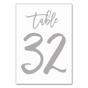 Chic Hand Lettered Table Number Silver   Table 32