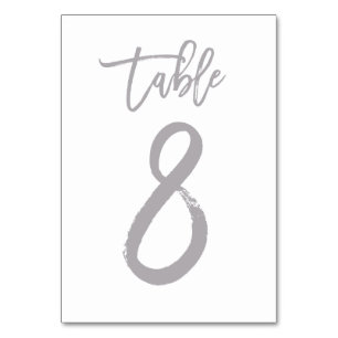 Chic Hand Lettered Table Number Silver   Table 8