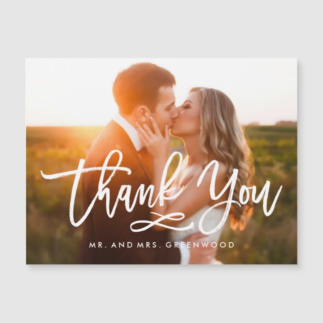 Chic Hand Lettered Thank You Photo (Front)
