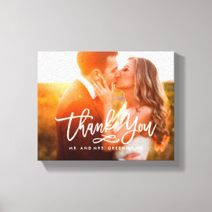 Chic Hand Lettered Thank You Photo Canvas Print