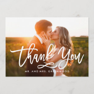 Chic Hand Lettered Thank You Photo Card