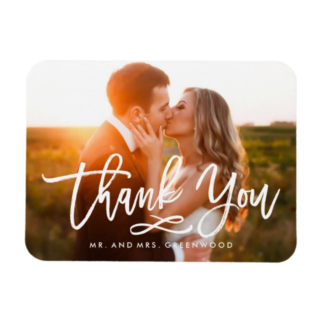 Chic Hand Lettered Thank You Photo Magnet (Horizontal)