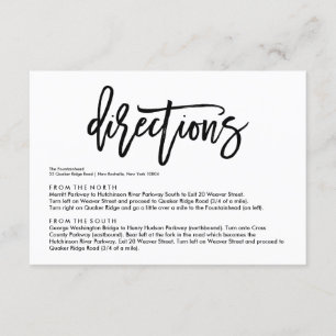 Chic Hand Lettered Wedding Directions Card
