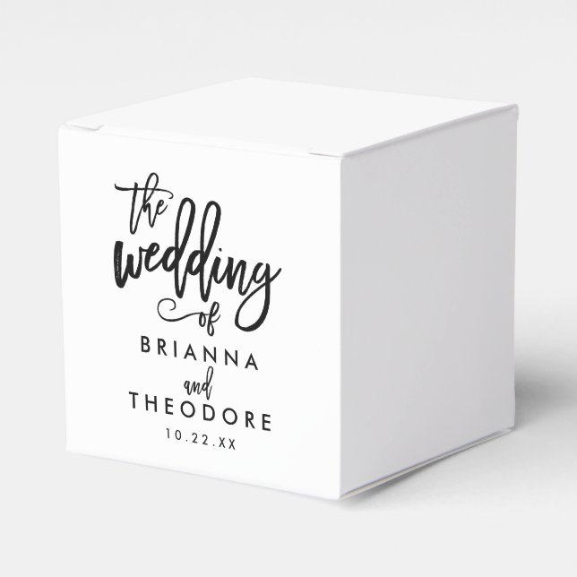 Chic Hand Lettered Wedding Favor Box (Front Side)