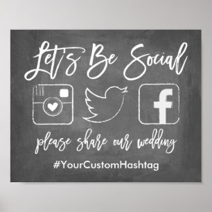 Chic Hand Lettered Wedding Hashtag Chalkboard Sign