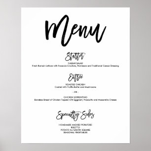 Chic Hand Lettered Wedding Menu Poster
