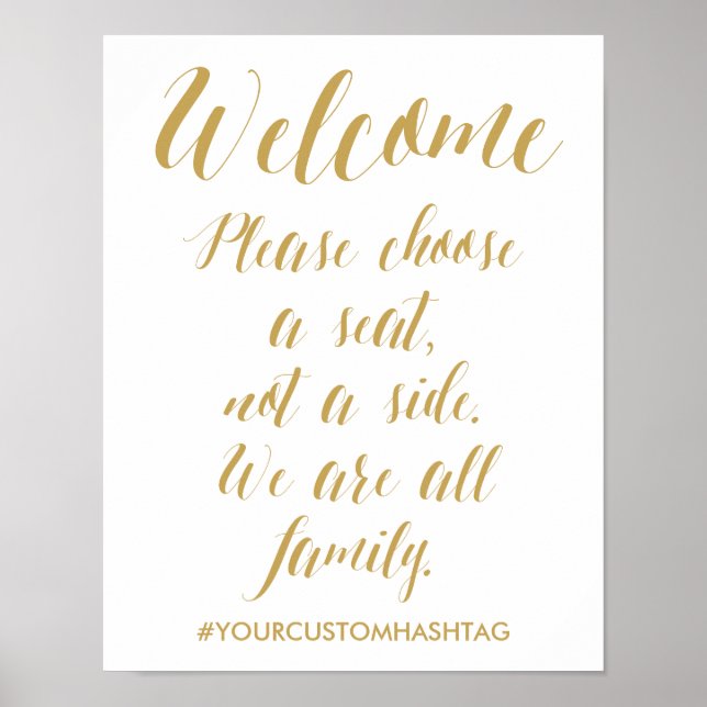 Chic Hand Lettered Wedding Please Choose A Seat Poster (Front)