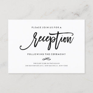 Chic Hand Lettered Wedding Reception Card
